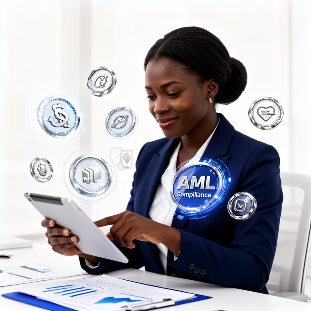 AML compliance officer reviewing anti-money-laundering reports